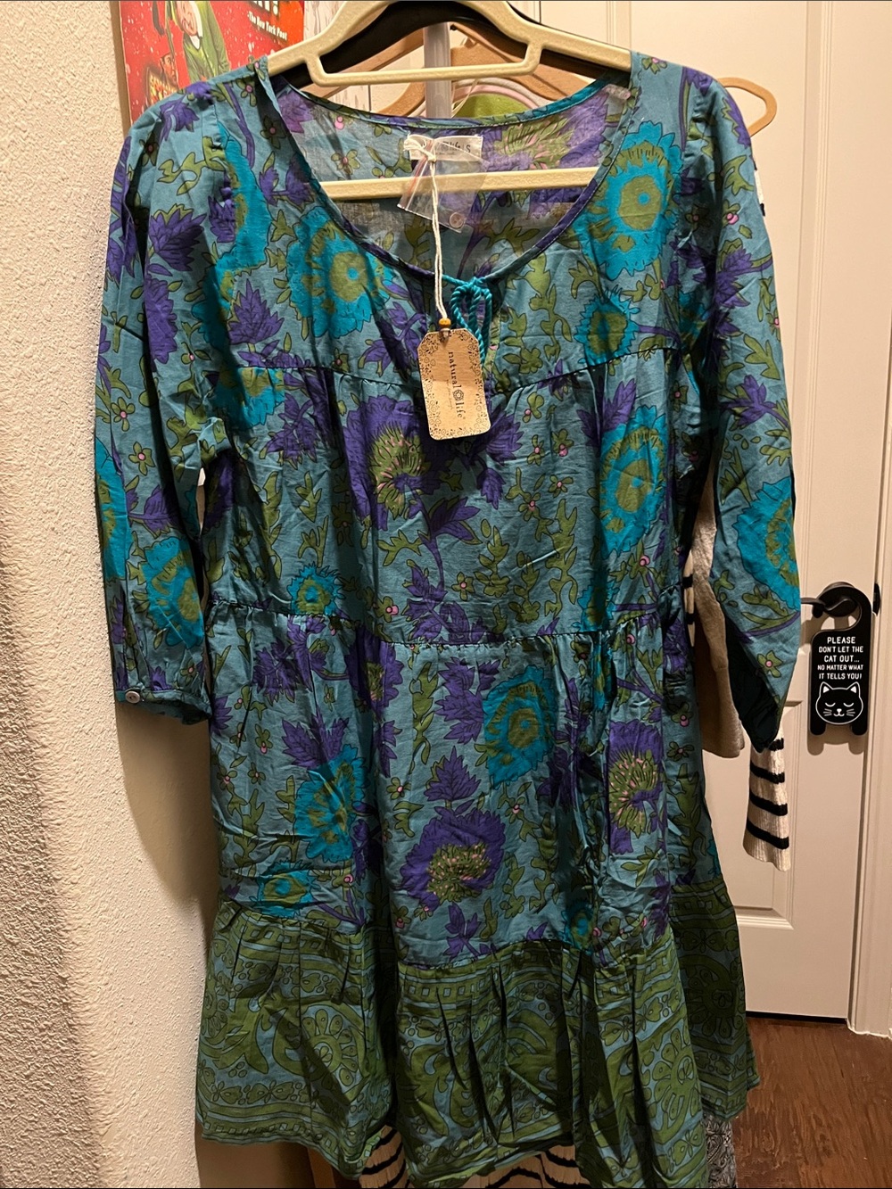 Small NATURAL LIFE Teal & Purple Floral Tiered Dress